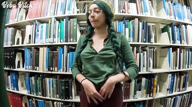 Sneaky college girl gets caught masturbating in the university library