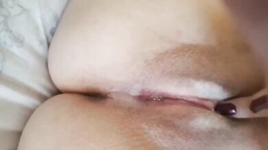 Wife gets drenched in thick cum all over her big tits