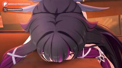 Columbina & Sandrone wrecked in Genshin Impact hentai animation creampie mess
