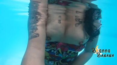 POV Pool Blowjob ruined milf gets deepthroated underwater