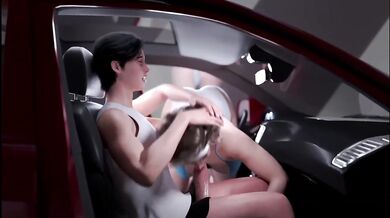 Stepmom Squeezes Cream From Her Full Lips In The Car
