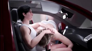 Stepmom Squeezes Cream From Her Full Lips In The Car