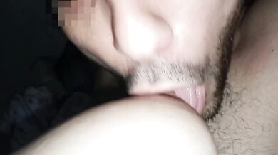 Addicted to sucking her huge natural nipples while she moans in ecstasy