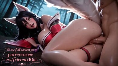 Ahri from LoL gets her big ass gaped screaming for more