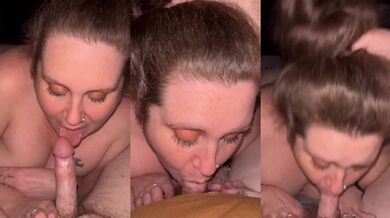 Step mom’s sloppy deepthroat swallows every drop while keeping those big tits bouncing