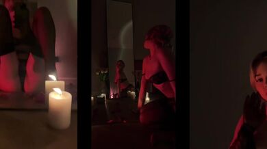Gentle touch on her big round ass and flashing pussy you can't resist