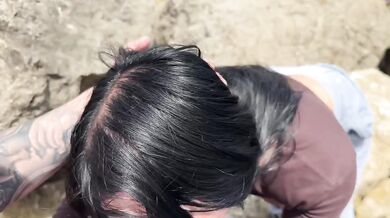 Amateur Latina gets pounded on beach nearly caught big dick deep throat rough cumshot