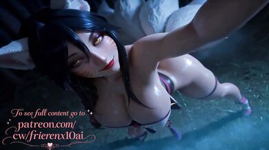 Ahri’s Bouncing Ass Floods Her Pussy Leaking a Messy Creampie