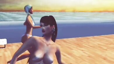 Lesbian models play with each other big tits squished together