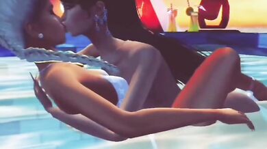 Lesbian models play with each other big tits squished together