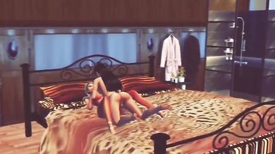 Lesbian models play with each other big tits squished together
