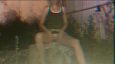 Summer Night Dream solo female masturbating in cafe park toilet