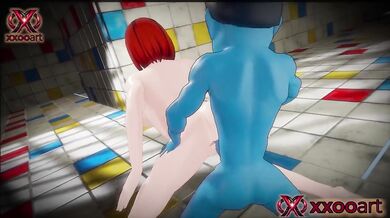 Blue alien 3d blows giant tits in raunchy cartoon hentai