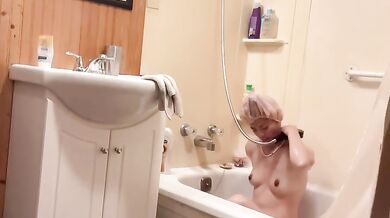 So hot today then shower drenching her tight teen body