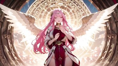 Blonde Angel’s Divine Kneeling Dream in Cloud Temple