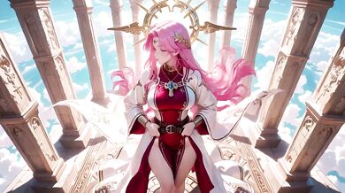 Blonde Angel’s Divine Kneeling Dream in Cloud Temple