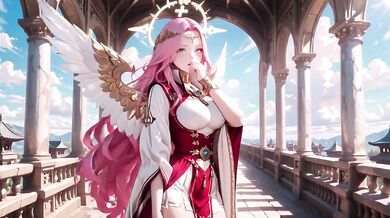 Blonde Angel’s Divine Kneeling Dream in Cloud Temple