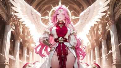 Blonde Angel’s Divine Kneeling Dream in Cloud Temple