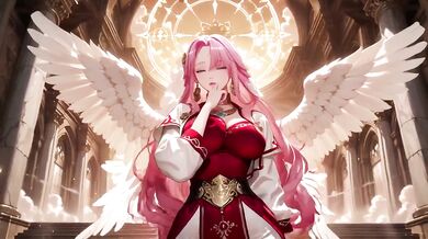Blonde Angel’s Divine Kneeling Dream in Cloud Temple