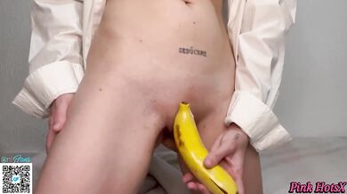 Stepdad found out my secret climaxing with a banana while panties soaked