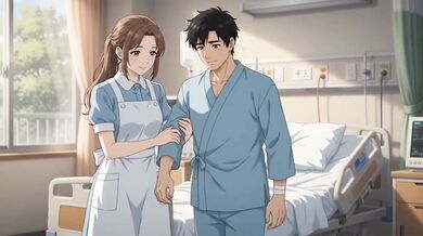Nurse gives treatment with hands Nurse gets fucked by patient
