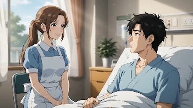 Nurse gives treatment with hands Nurse gets fucked by patient