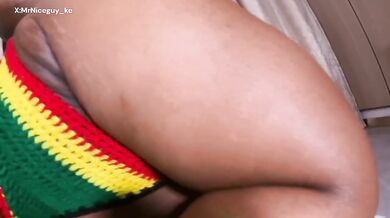 Ebony savors big dick cum till it chokes her deep throat down