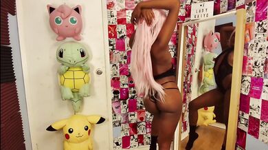 Fine ass ebony LADYKAIYO gets choked by black lingerie