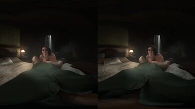 Jill Valentine gets throat fucked in VR blowjob so deep her gag reflex explodes raw