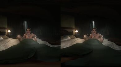 Jill Valentine gets throat fucked in VR blowjob so deep her gag reflex explodes raw