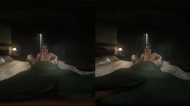 Jill Valentine gets throat fucked in VR blowjob so deep her gag reflex explodes raw