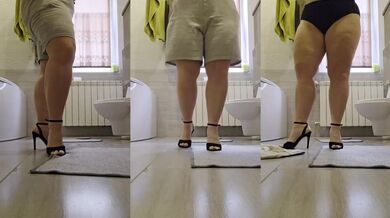 Dripping high heels and a big ass milf grinding her thick cellulite feet right in your face