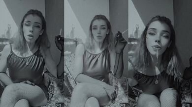 Black and White Smoking Elegant Milf Cuir Fetish