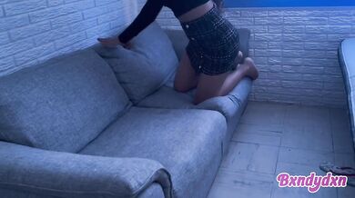 Filming myself on the sofa getting hot and sexy alone
