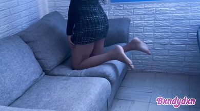 Filming myself on the sofa getting hot and sexy alone