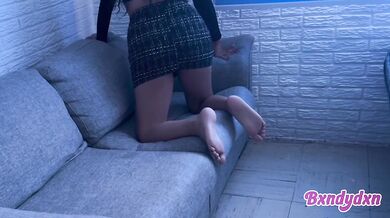 Filming myself on the sofa getting hot and sexy alone