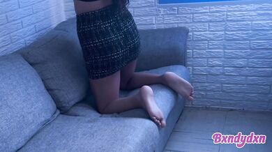 Filming myself on the sofa getting hot and sexy alone