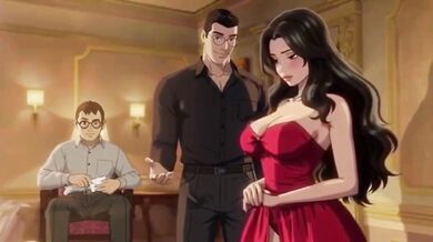 Husband shares his wife’s big tits and ass to pay off debts hentai