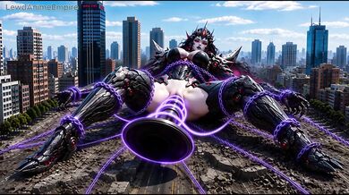 Giant alien hentai queen destroyed by her own massive dildo while creampie fills her tight pussy