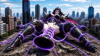 Giant alien hentai queen destroyed by her own massive dildo while creampie fills her tight pussy