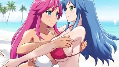 Lesbian sizzlin stepmom duo loses control on private beach
