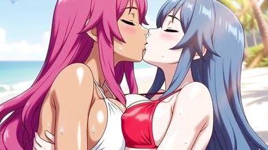 Lesbian sizzlin stepmom duo loses control on private beach