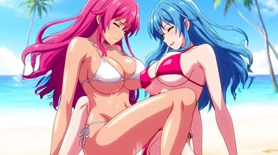 Lesbian sizzlin stepmom duo loses control on private beach