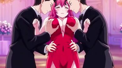 Shy virgin loses innocence in sensual group embrace with hentai stepmom