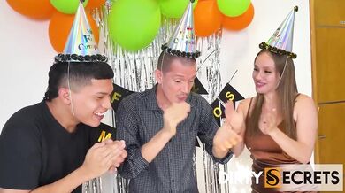 Milf's cheating husband catches her blowing his best friend on his birthday