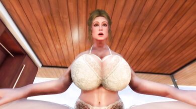Stepmom's Holiday big tits bikini wrecked in cartoon