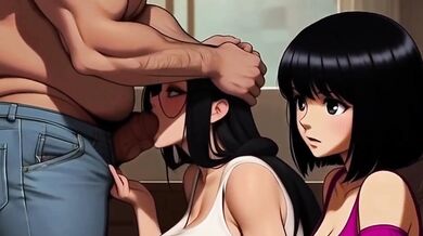 Stepdaughter watches milf suck steppapa’s thick BBC raw hentai