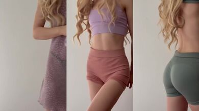 Blonde gym babe tease which outfit turns you on most try on haul