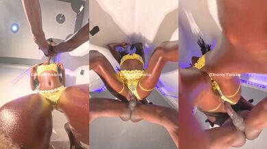 Ebony teen gets pounded hard squirting with huge BBC deepthroat