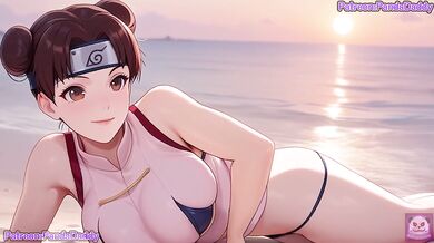 Naruto’s Genin gets her big tits stuffed raw on a beach BJ hentai